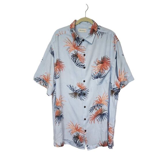 Caribbean Hawaiian Shirt Multicolor Blue Floral Button Down Size 2XT NWT - Picture 1 of 9